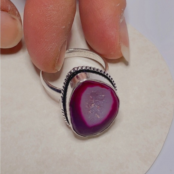 925 Sterling Silver Plated Pink gem women’s ring. SIZE 10 - Picture 9 of 17